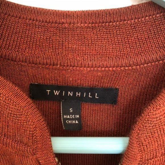 Twinhill wool bend burnt orange full zip up cardigan knit fall sweater sz Small - Picture 5 of 6